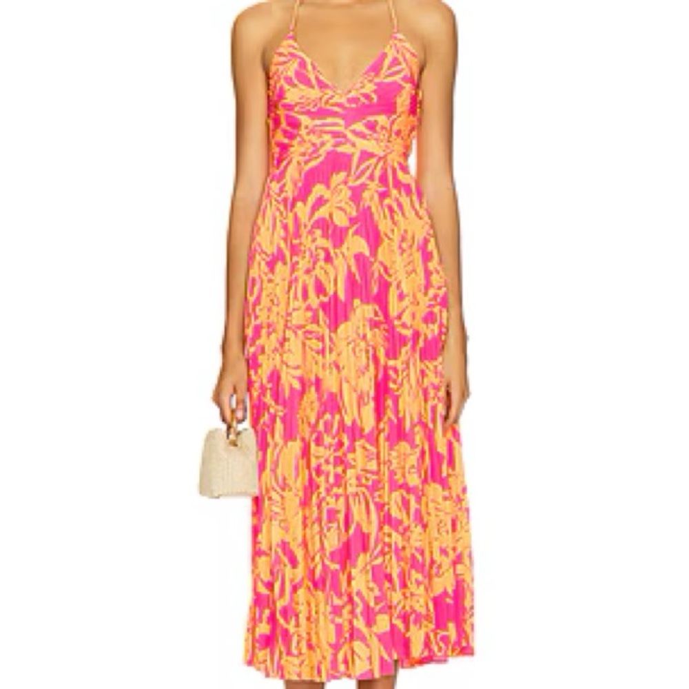 Astr Red and Orange Floral Midi Dress - Picture 8 of 8
